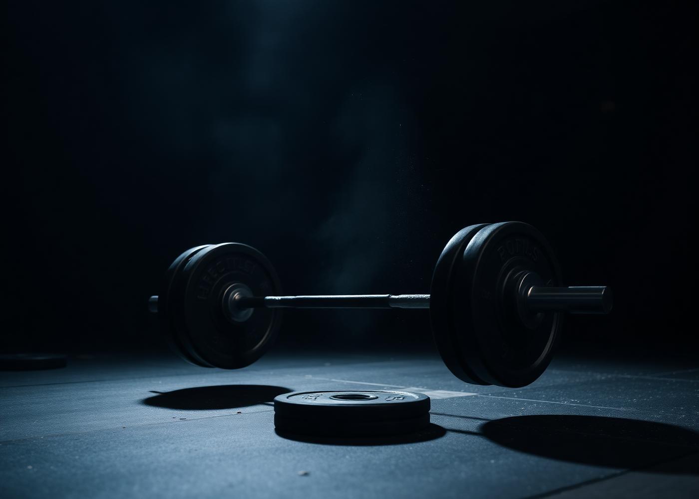 Barbell on gym floor